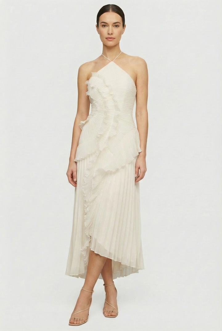 Bibiána | Asymmetrical Pleated Maxi Dress
