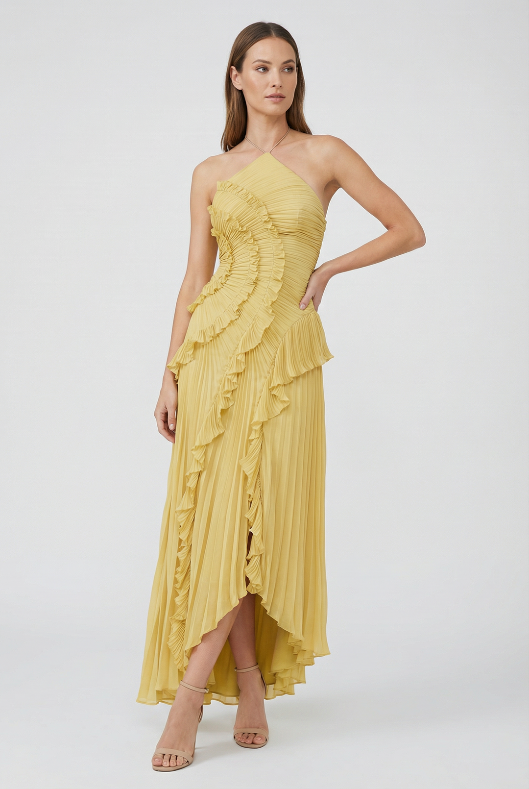 Bibiána | Asymmetrical Pleated Maxi Dress