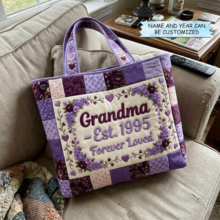 Τσάντα Tote με Κέντημα Mom Bloom - Κωδικός QTCUZ GFTOMA10338