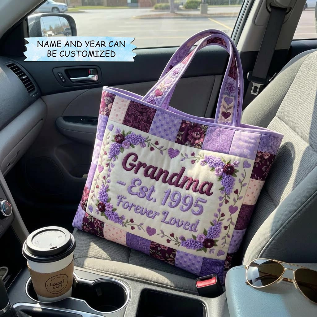 Τσάντα Tote με Κέντημα Mom Bloom - Κωδικός QTCUZ GFTOMA10338
