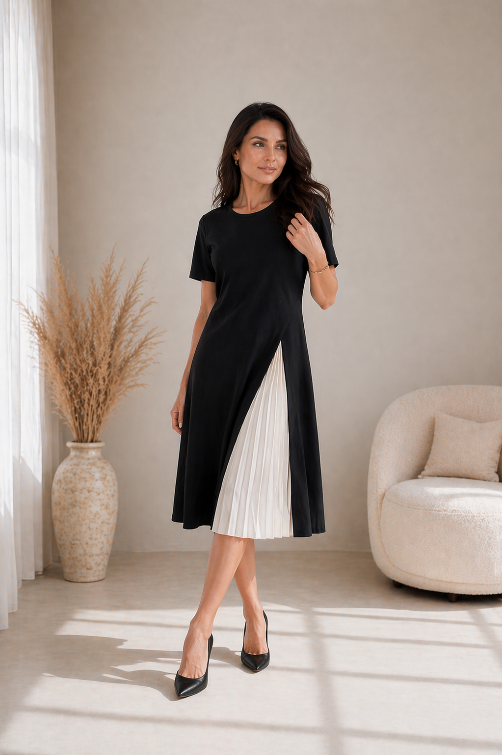 Leila | Midi Dress with Mesh Detail