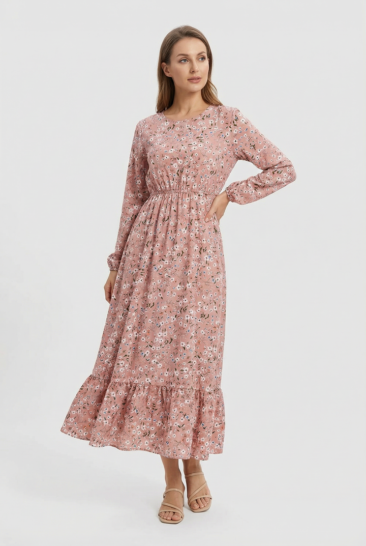 Milena | Floral Airy Maxi Dress with Long Sleeves
