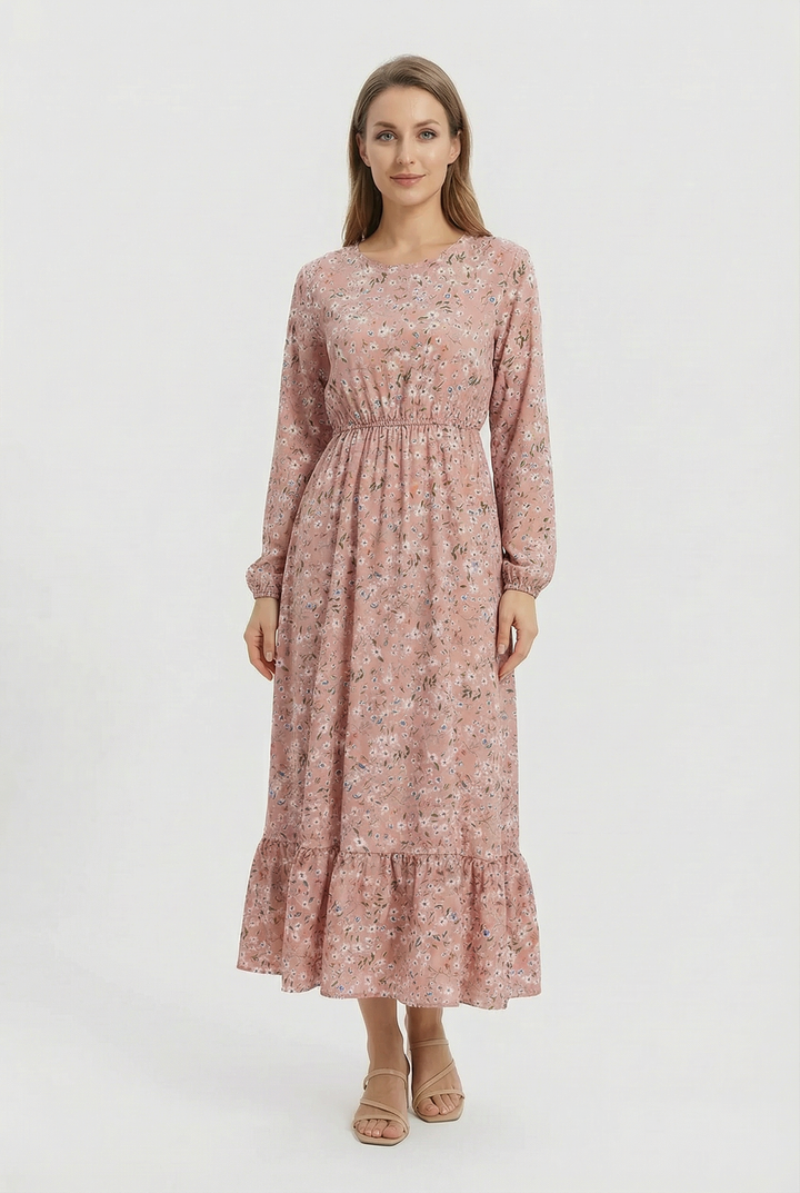 Milena | Floral Airy Maxi Dress with Long Sleeves