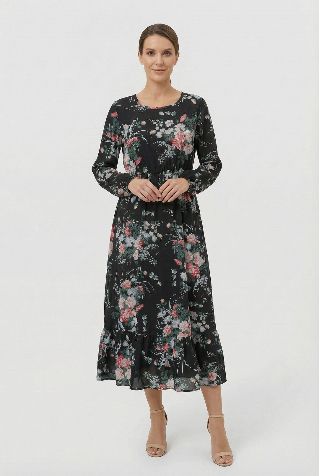 Milena | Floral Airy Maxi Dress with Long Sleeves