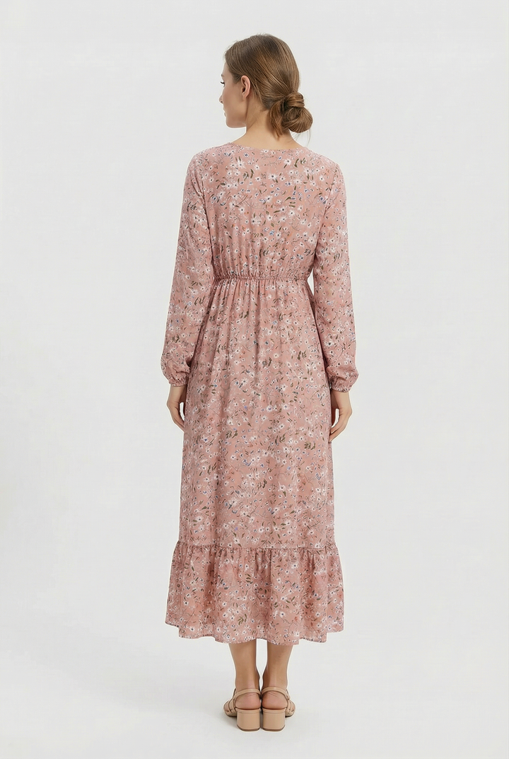 Milena | Floral Airy Maxi Dress with Long Sleeves