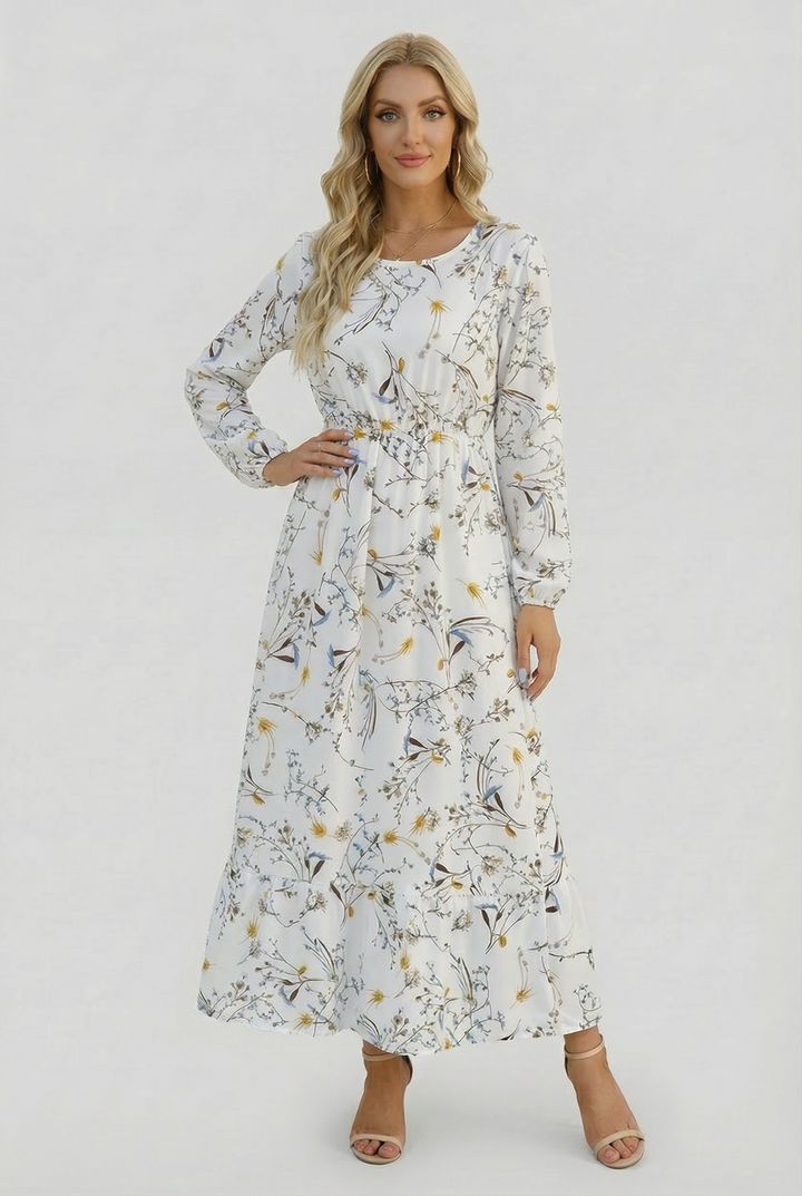 Milena | Floral Airy Maxi Dress with Long Sleeves