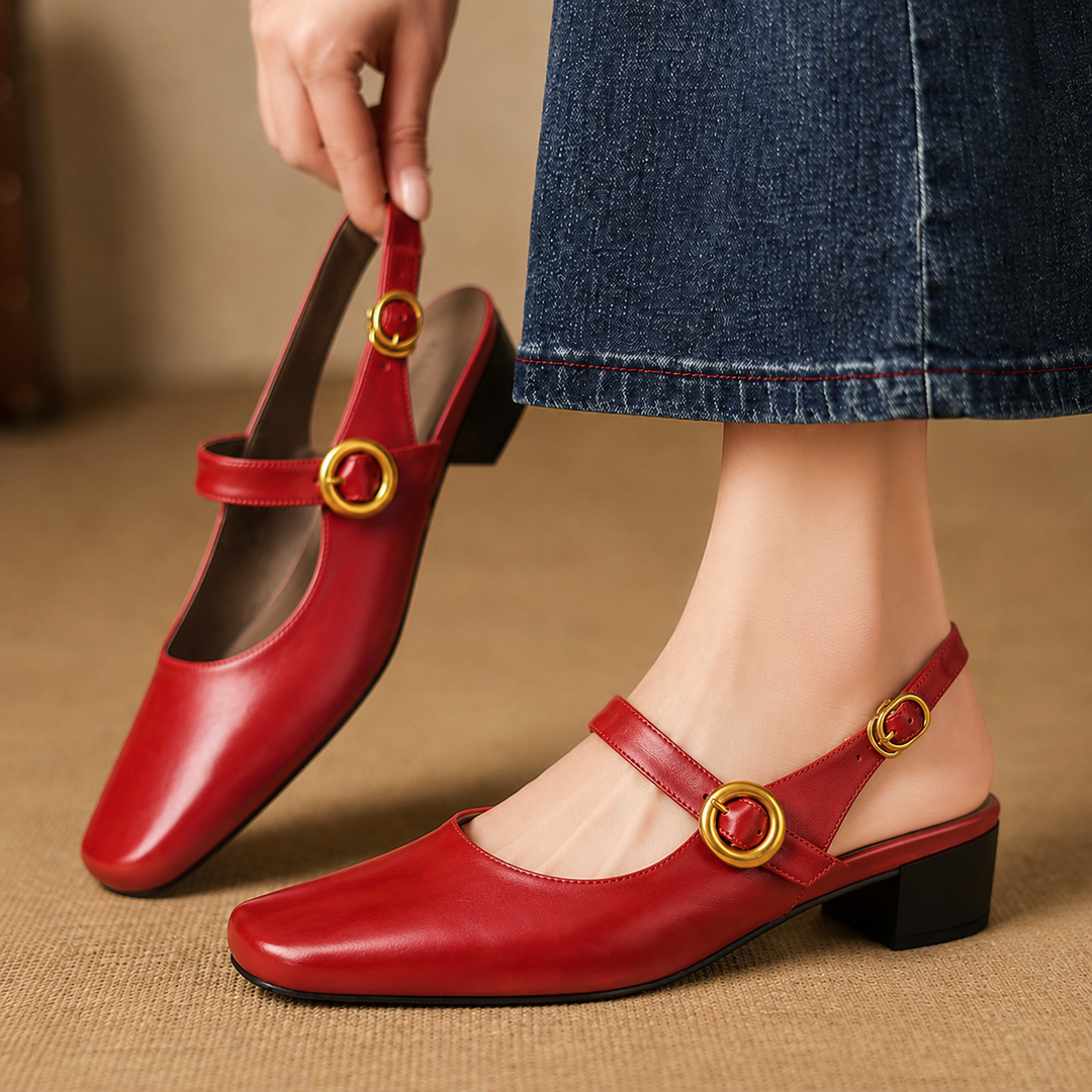 Γνήσια Δερμάτινα Slingback Σανδάλια