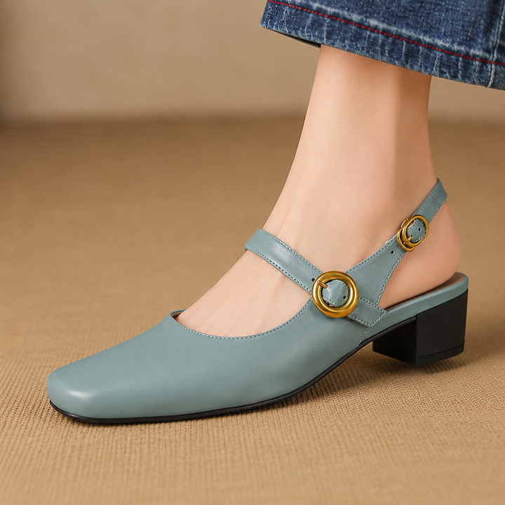Γνήσια Δερμάτινα Slingback Σανδάλια