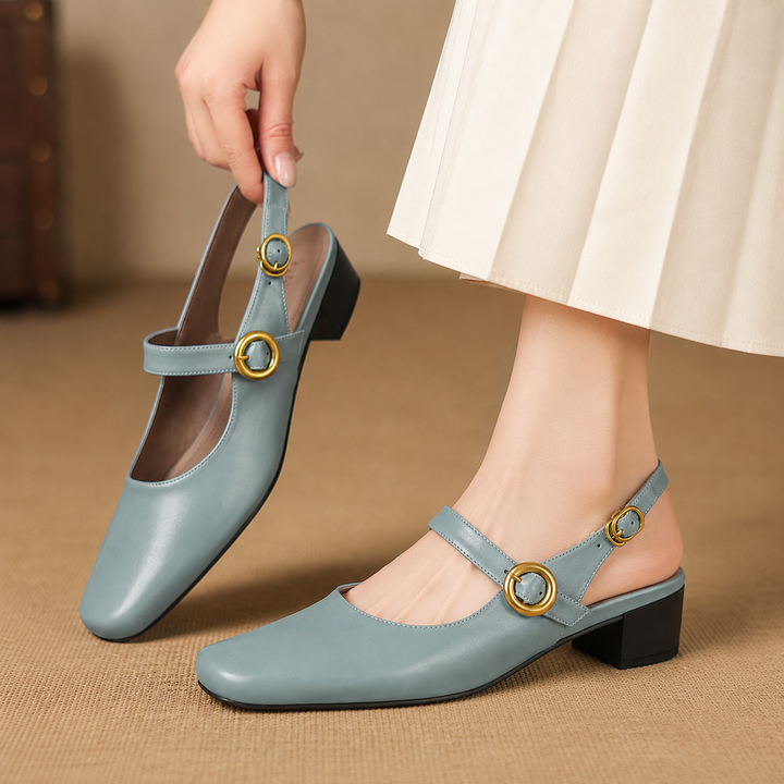 Γνήσια Δερμάτινα Slingback Σανδάλια