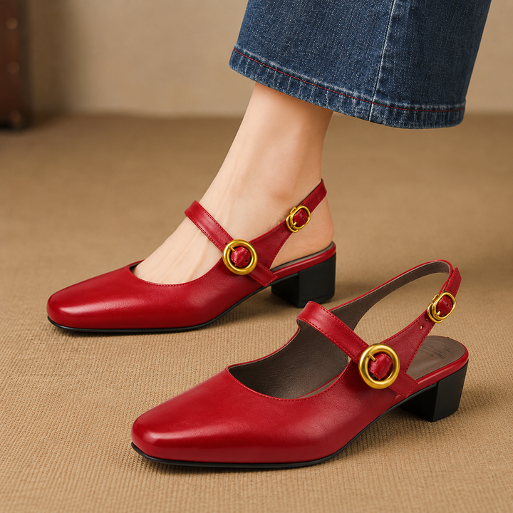 Γνήσια Δερμάτινα Slingback Σανδάλια