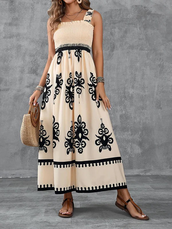 Martina | Μακρύ φόρεμα με καλλιτεχνικό σχέδιο και ελαστική μέση
