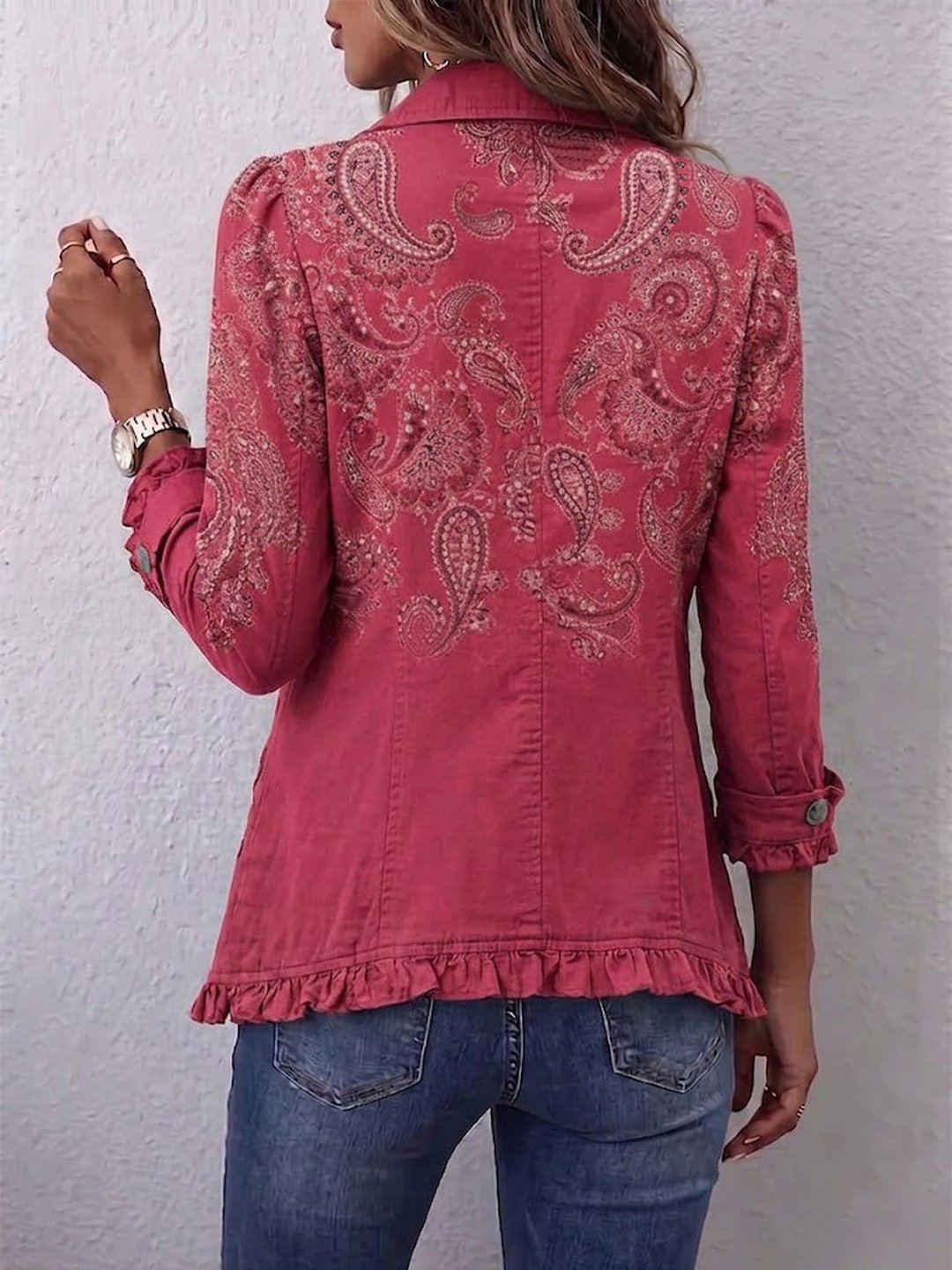 Gretta | Retro Paisley Ruffle Jacket