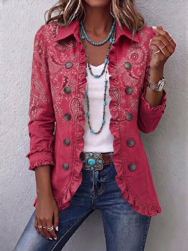 Gretta | Retro Paisley Ruffle Jacket