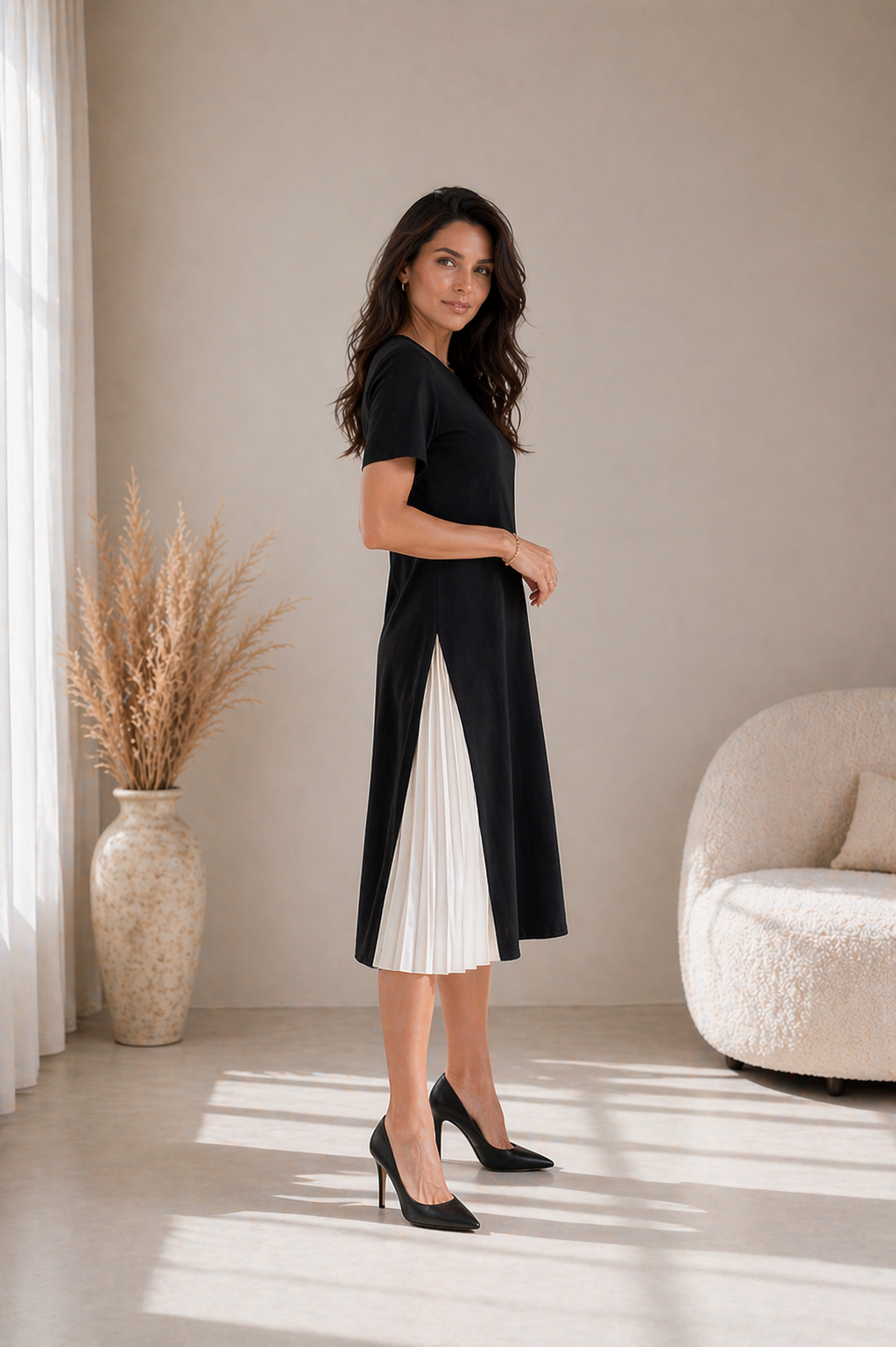 Leila | Midi Dress with Mesh Detail